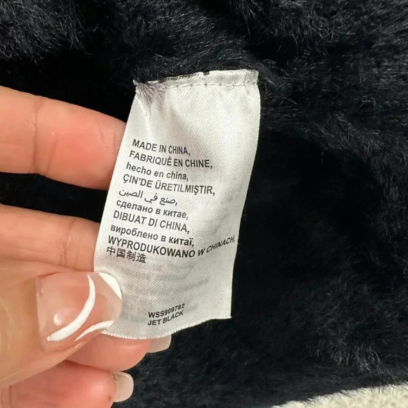 Y2K bebe Fuzzy Sweater womens size Medium Large Jet Black Semi Crop 90s - Picture 12 of 16